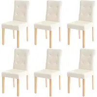 Mendler 6er-Set Esszimmerstuhl MCW-E58, Stuhl Essstühle Kunstleder creme, helle Beine