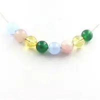 Bijoux Steine und Mineralien. Kette mit Aigue-marine-Perlen + Rosenquarz + grüner Achat + Citrin 8 mm Kette aus Edelstahl.