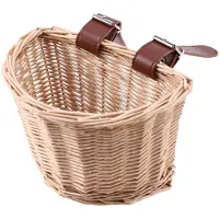 Typecat Kinder-Vintage-Rattan-Fahrradkörbe, Fahrrad-Rollerkorb, Kinder-Frontkorb, XS (Holzfarbe)