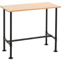 MCW Bartisch -N21, Thekentisch Bistrotisch, Fußablage Industrial Metall Massiv-Holz Kiefer 108x120x61cm