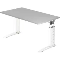 Bümö Schreibtisch Serie-U - Nachbildung: Grau, Gestell: Weiß, Größe: 140 x 80 cm