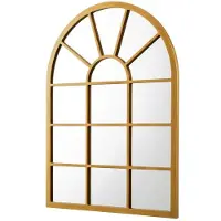 Helloshop26 Wandspiegel - - Abgerundetes Fenster - 80 x 60 cm - Gold - MDF