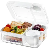Melitt Wiederverwendbare Essenszubereitungsbehälter, Snackle-Box-Behälter, Bento-Box für Erwachsene, Bento-Lunchbox mit 2 Herausnehmbaren Tabletts A