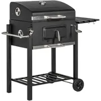 STILVORA Holzkohlegrill Edelstahl Schwarz 113x65x108 cm mit Deckel, Rädern