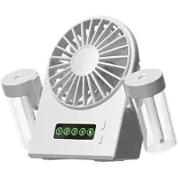 Melitt Dual Sprays Desktop-Ventilator Luftbefeuchter 2-in-1 USB Tragbare Digitalanzeige Wasser Ergänzung Sprays Ventilator 1200mah Weiß