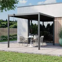 PRIMEYARD 3x2,5m Pergola in Anthrazit; mit Lamellendach in anthrazit - (GFPV01105)