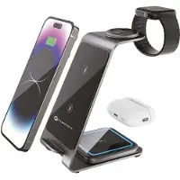 Forcell F-ENERGY Simply Charge 3in1 aluminium kompatibel mit Apple Watch and Samsung Watch grey