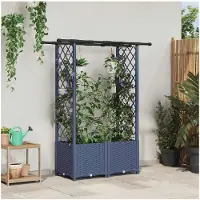 vidaXL Hochbeet mit Rankgitter und Dach Grau 124,5 x 40 x 136 cm PP