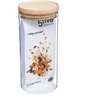 5five Simply Smart Einmachglas Hermet, Vorratsglas, Glas, Gummibaumholz, Transparent, 1.3 L, 135028