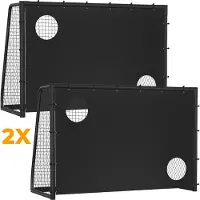 Eikuavons 2er Set Fußballtor 300 x 200 x 120 cm – Großes Fußballtor aus Metall mit Torwand & Netz, für Garten, Training & Outdoor, Schwarz