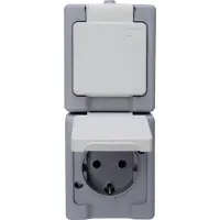 Kopp 130348009, Typ F, CEE 7/4, 2P, Grau, Weiß, Thermoplast, IP44