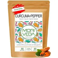 MoriVeda Curcuma + Pfeffer Extrakt Kapseln I Curcumin, Piperin | 90 Stück von