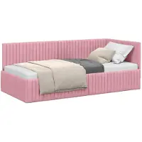 vidaXL Eckbettgestell mit Kopfteil Rosa 90 cm x 190 cm Samt