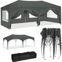 Famanu Partytent mit Seitenteilen - Faltpavillon - Wasserfest - Verstellbare Höhe - 3x6 Meter