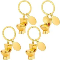 OEM Toilet-Sleutelhanger-Set aus Metall mit goldenen Mini-Modellen - Set von 4