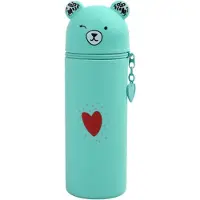 OEM Silikonen Etui mit grünen Tieren - Vertikales Etui für Schule - Beren-Thema - Jugend - Kawaii