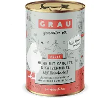 Grau Katze Huhn mit Karotte & Katzenminze 6x400 g Futter