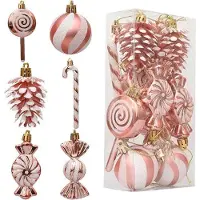 OEM Kunststof Kerstballen Set in Rosa