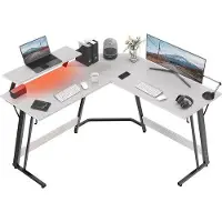 OEM Gamingbüro mit L-Form, RGB-Beleuchtung und Monitorhalter - Winkelbüro 130x130 cm