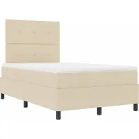 Syfax Boxspringbett mit Matratze mit LED Creme 120 x 200 cm Stoff
