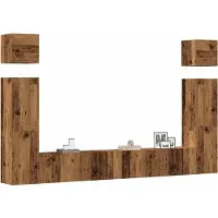 vidaXL 6-tlg. TV-Schrank-Set Wandmontage Altholz-Optik Holzwerkstoff