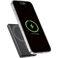 Gembird Powerbank z ładowaniem beprzewodowym15W z wyświetlaczem LCD 5000mAh czarny