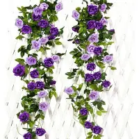 OEM Lange PURPLE Seidenblumen-Ranken für Hochzeit und Wanddeko