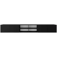 MargaretHadas24 Margaret Hadas24 TV-Schrank Leo IV Fernsehschrank TV-Lowboard 300 cm Hängend modernes Design Wohnzimmer Wandmontage, TV Möbel schwarz, schwarz
