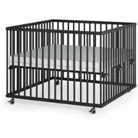Sämann Laufgitter mit Matratze Cloud Air - Black Edition - Premium Kollektion | Gr.: 75x100 cm