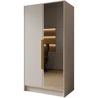 MargaretHadas24 Kleiderschrank Goya II 100 cm mit Spiegel (kaschmir, goldene Griffe)