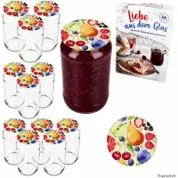 MamboCat 12er Set Rundglas 1062 ml To 82 Comic Obst Deckel incl. Diamant Gelierzauber Rezeptheft