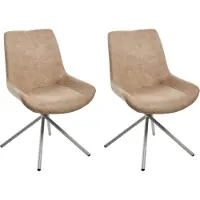 Beliani Esszimmerstuhl 2er Set Beige Kunstwildleder Gepolstert mit Metallgestell ohne Armlehnen Retro-Design Küchenstuhl Polsterstuhl Schalenstuhl