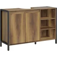SoBuy Waschbeckenunterschrank 90 cm, Waschtischunterschrank mit U-Ausschnitt für Waschbecken, Badschrank mit Türen & offenem Regal BZR63-L-PF