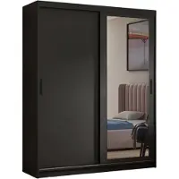 MargaretHadas24 Kleiderschrank Henry mit Spiegel 160 cm inklusive 2 Schiebetüren Schwebetürenschrank (schwarz)