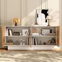 STILVORA Sideboard aus MDF und PB, Natur/Weiß, 160 x 40,5 x 72 cm