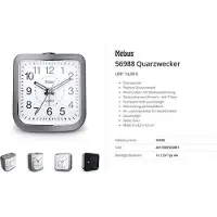 Mebus 56988 Quarz Wecker Grau
