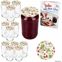 MamboCat 12er Set Rundglas 1062 ml To 82 Wald-Erdbeeren Deckel incl. Diamant Gelierzauber Rezeptheft