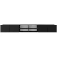 MargaretHadas24 Margaret Hadas24 TV-Schrank Nicole IV Fernsehschrank TV-Lowboard 300 cm Hängend modernes Design Wohnzimmer Wandmontage, TV Möbel schwarz, schwarz