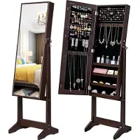Songmics Ganzkörperspiegel mit Wandmontage, All-in-One Schmuckschrank, Standspiegel für Mädchenzimmer