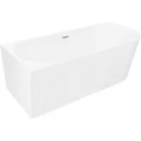 Mexen Silo freistehende Eckbadewanne links geriffelt 170 x 80 cm, weiß, Überlauf Nickel gebürstet - 52891708000L-97