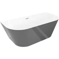 Mexen Oval Slim freistehende Wandbadewanne 170 x 80 cm, weiß/grau, Überlauf Chrom - 52661708062-01