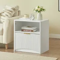STILVORA Nachttisch Spanplatte Weiß 58x38x60 cm mit Schublade, Fach und leisen Schienen