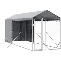 vidaXL Outdoor-Hundezwinger mit Dach Silbern 2x6x2,5m Verzinkter Stahl