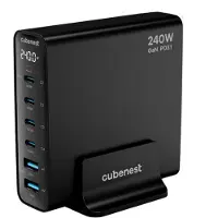 CubeNest S6D0 PD 3.1. 4*USB-C+2xUSB-A GaN Adapter 240W Schnellladegerät USB-C Kabel