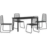 vidaXL Garten Essgruppe 5 pcs Schwarz Pulverbeschichteter Stahl