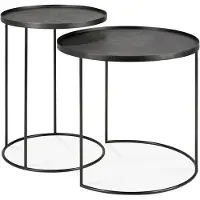 Ethnicraft Beistelltisch lackiertes Holz schwarz rund Tray
