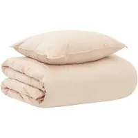 vidaXL Bettwäsche-Set Beige 155 x 200 cm Baumwolle, Kapok, Polyester