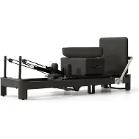 PH Fitness Black Pilates Reformer aus Aluminium, klappbar – Birkenholz-Akzente und pulverbeschichtetes Metallgestell, Studioqualität für Home Gym und Reha