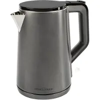 ProfiCook Wasserkocher 1,5L | 2200W | mattes Edelstahlgehäuse | doppelwandiges Thermogehäuse | Kabelaufwicklung | Wasserkocher Edelstahl PC WK 1290