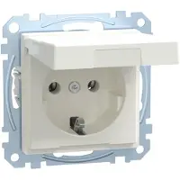 Merten SCHUKO-Steckdose mit Klappdeckel, Steckklemmen, polarweiß, System M, 1 Stk.